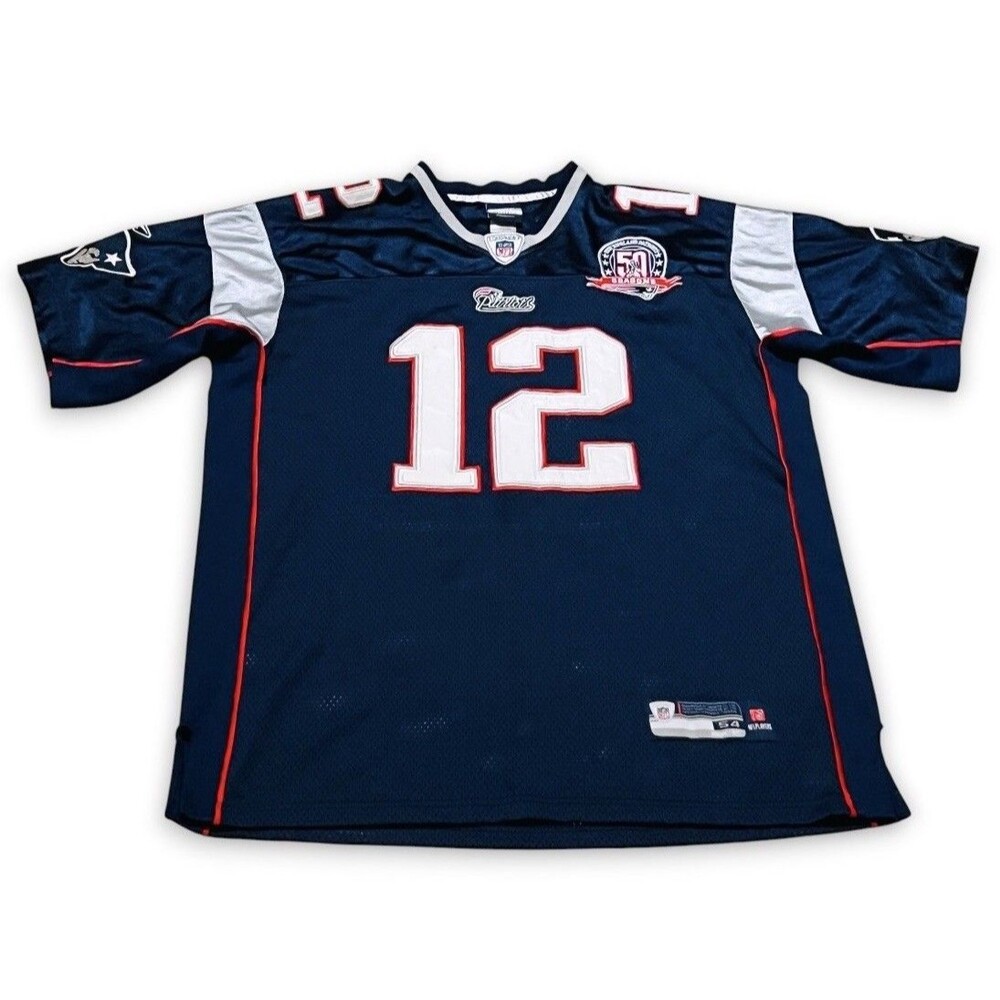 VTG Reebok New England Patriots Tom Brady 50th Season Stitched Jersey 54 Rare